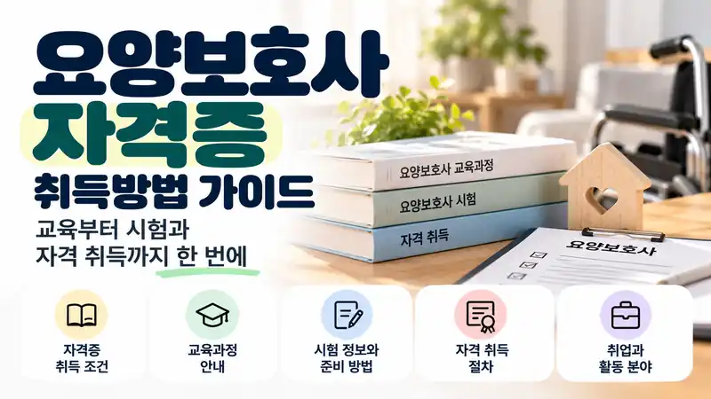요양보호사자격증 취득방법과 교육 시험 자격 취득 순서를 안내하는 대표 이미지