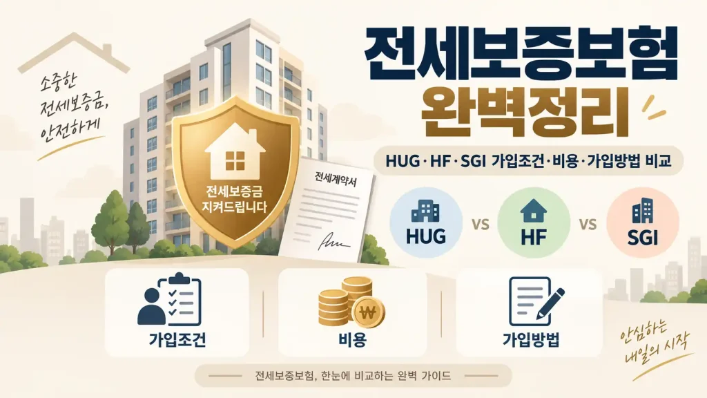 전세보증보험 HUG HF SGI 가입조건 비용 가입방법 비교