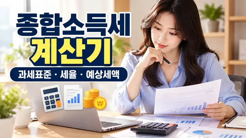 종합소득세계산기로 과세표준 세율 예상세액을 계산하는 모습