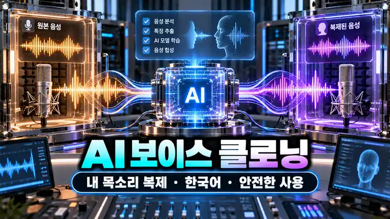 AI 보이스 클로닝 한국어 음성 복제와 안전한 활용 기준을 보여주는 음성 실험실 이미지