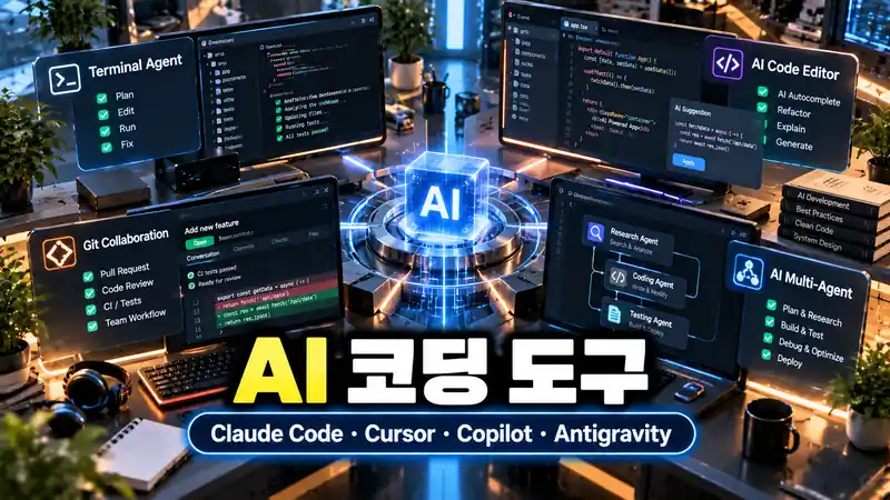 AI 코딩 도구 Claude Code Cursor Copilot Antigravity 작업 방식 비교 화면