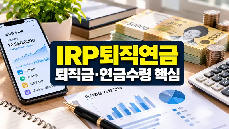IRP퇴직연금 퇴직금 수령과 연금 및 일시금 세금 차이를 설명하는 금융 이미지