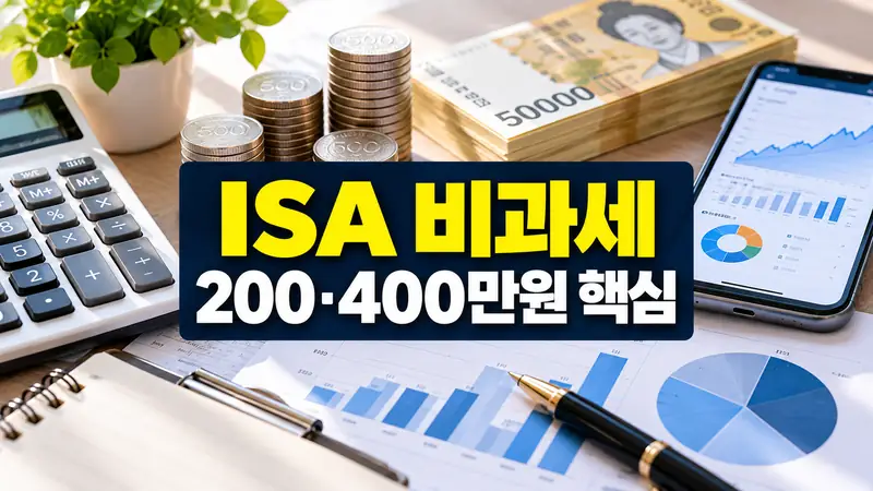 ISA 비과세 한도와 손익통산 및 초과분 세금을 설명하는 금융 이미지