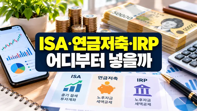 ISA 연금저축 IRP 세제혜택과 인출조건 및 납입순서를 비교하는 금융 이미지