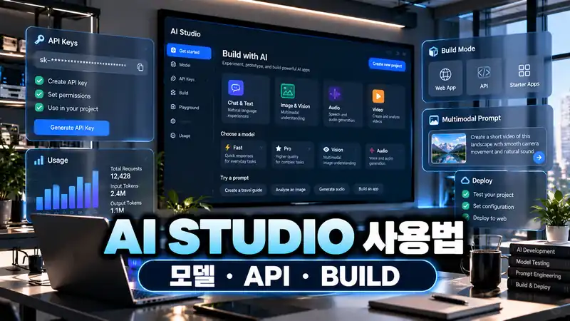 ai studio 사용법 모델 API Build 기능을 보여주는 AI 개발 화면