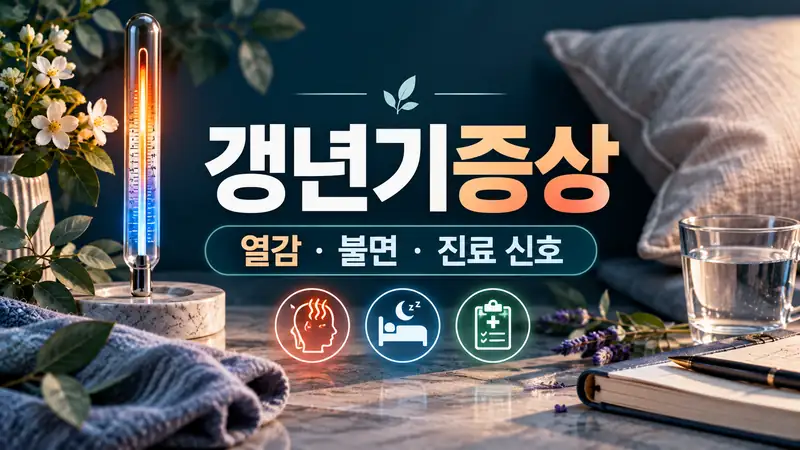 갱년기증상 열감과 불면, 진료 신호를 표현한 실제 생활 소품 이미지