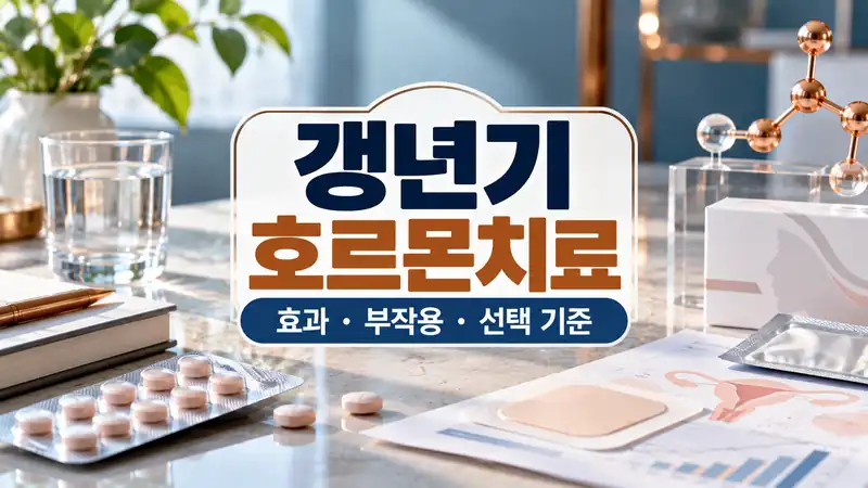 갱년기 호르몬치료 효과와 부작용, 약과 패치를 비교하는 의료 정보 이미지