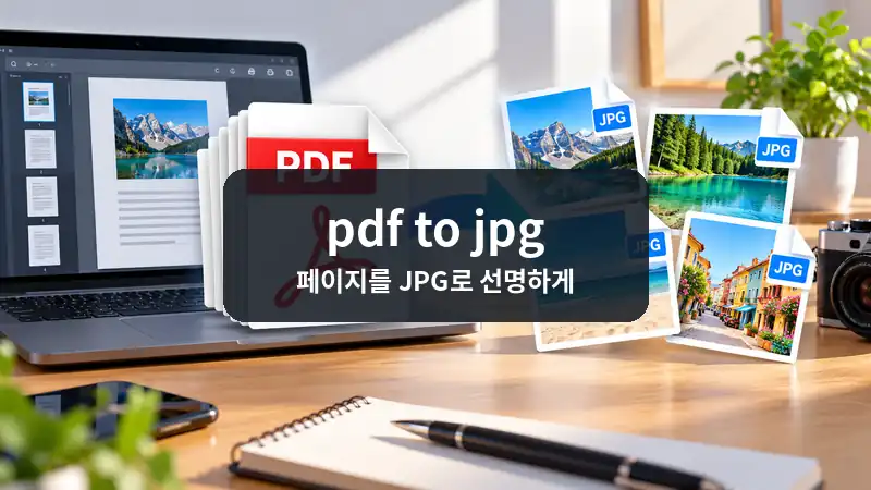 pdf to jpg 페이지 변환과 이미지 저장 과정을 표현한 선명한 문서 이미지