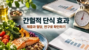 간헐적 단식 효과 체중과 혈당 연구 자료를 곁들인 식단 사진