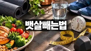 뱃살빼는법 식사와 운동 및 허리둘레 기록을 표현한 실사형 대표이미지