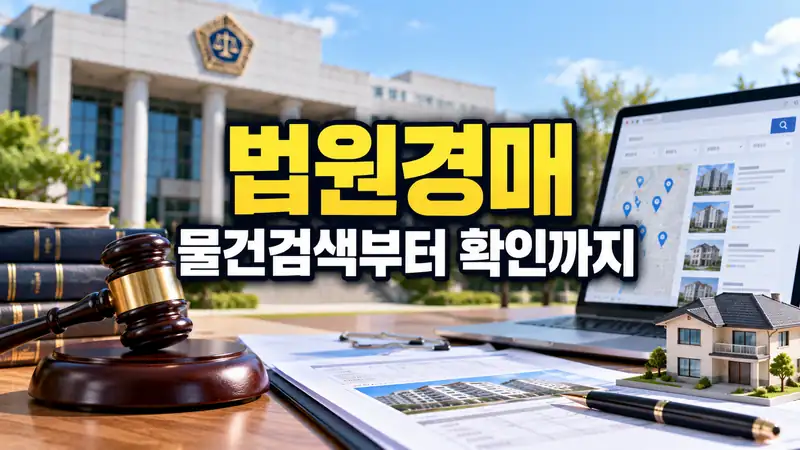 법원경매 물건검색과 사건 확인 흐름을 보여주는 법원 부동산 이미지