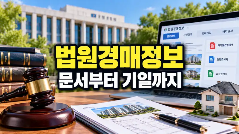 법원경매정보에서 사건과 매각 문서를 확인하는 법원 부동산 이미지