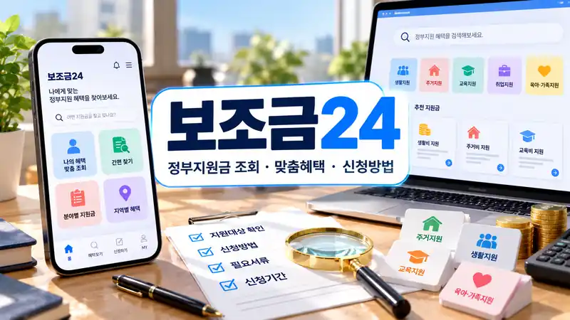 보조금24 정부지원금 조회와 맞춤혜택 신청방법을 보여주는 실사형 대표 이미지