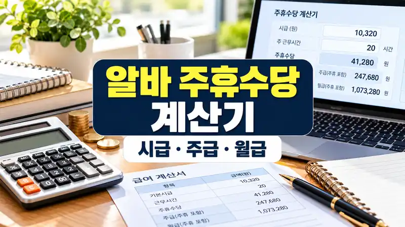 알바 주휴수당 계산기 시급 주급 월급 계산 결과를 보여주는 급여 이미지