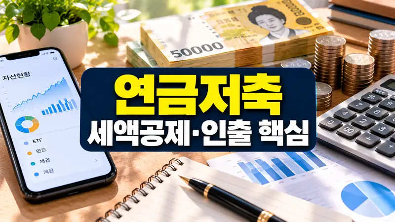 연금저축 세액공제와 중도인출 및 IRP 차이를 설명하는 금융 이미지