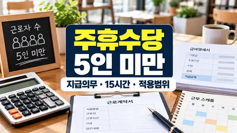 주휴수당 5인 미만 사업장 지급의무와 적용범위를 설명하는 급여 이미지