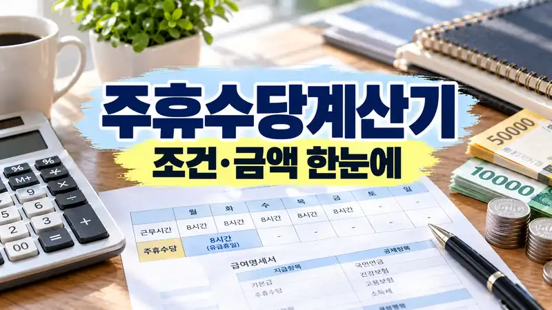 주휴수당계산기 지급조건과 시급별 계산방법을 보여주는 급여 이미지
