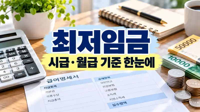 최저임금 시급과 월급 209시간 계산 기준을 설명하는 급여 이미지