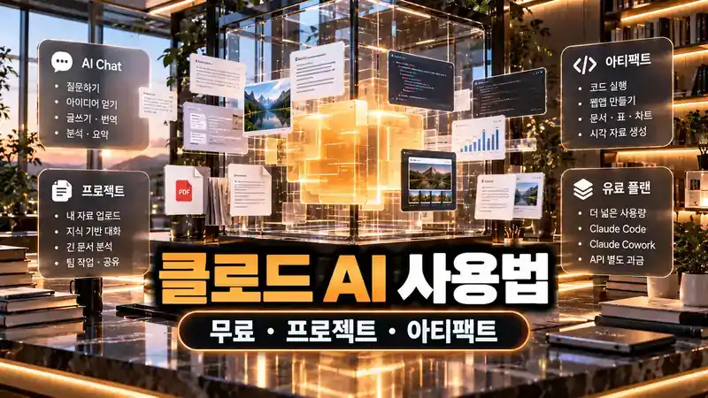 클로드 ai 사용법 무료 프로젝트 아티팩트 기능을 보여주는 AI 작업 공간